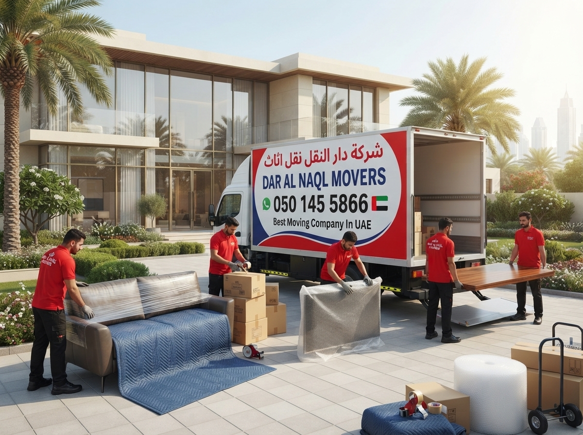 Workers loading boxes into a moving van