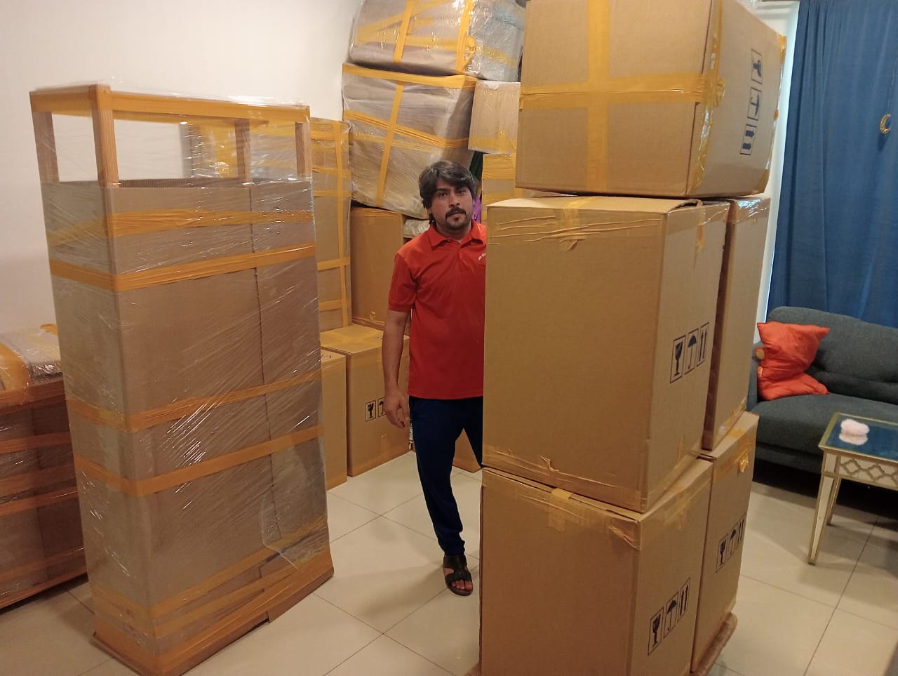 Office furniture being relocated