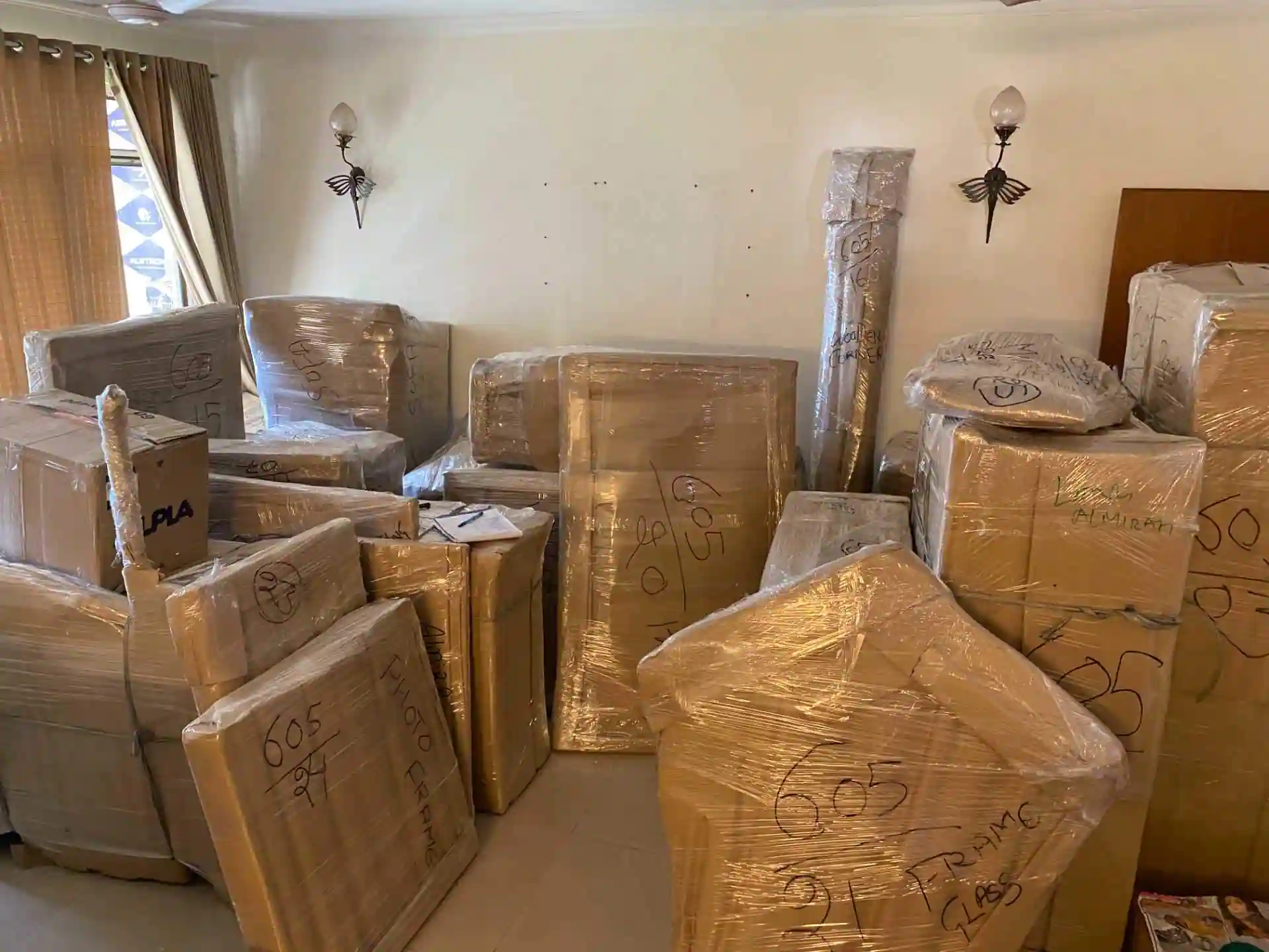 Packed boxes ready for moving